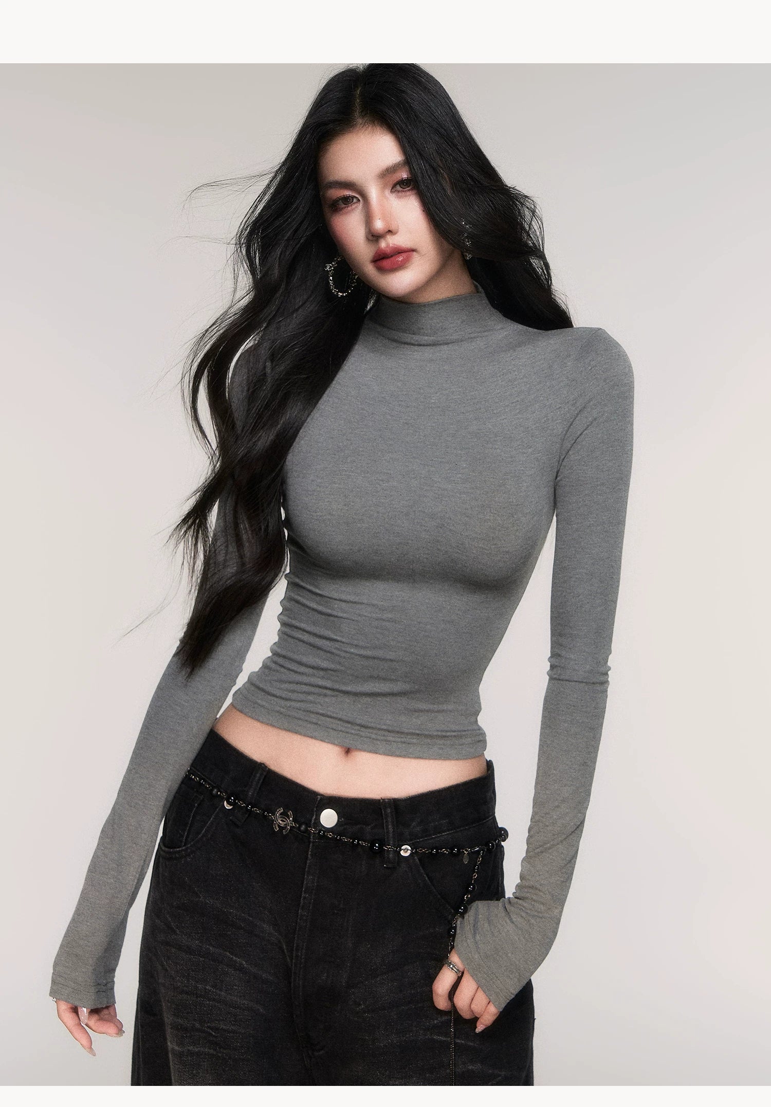 Slate Whisper Seamless Turtleneck