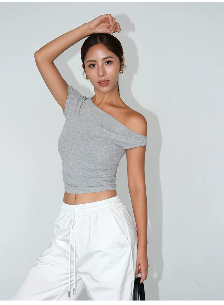 Skyline Tilt One-Shoulder Crop Tee