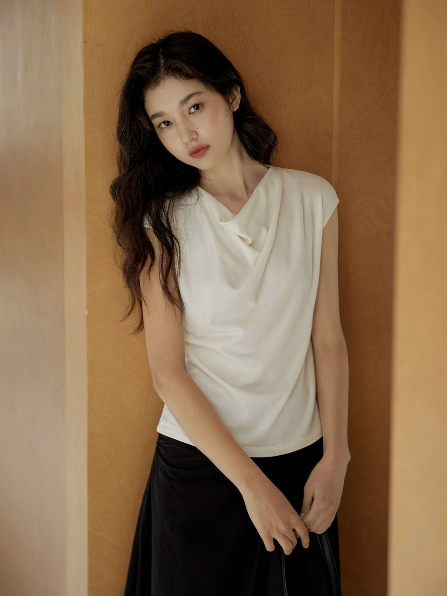 Cowl Neck Cap Sleeve Top