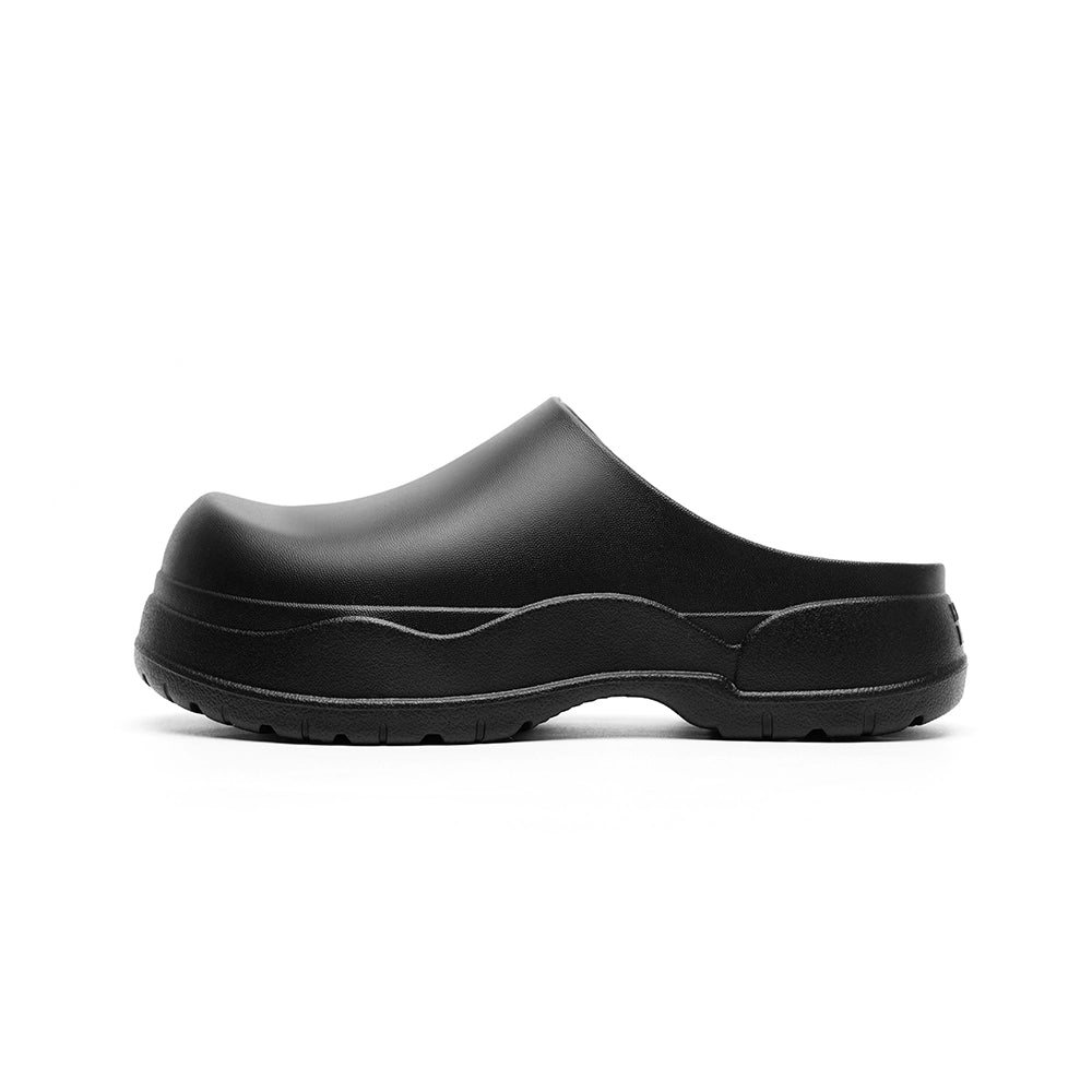 Black and White Slip-On Clogs