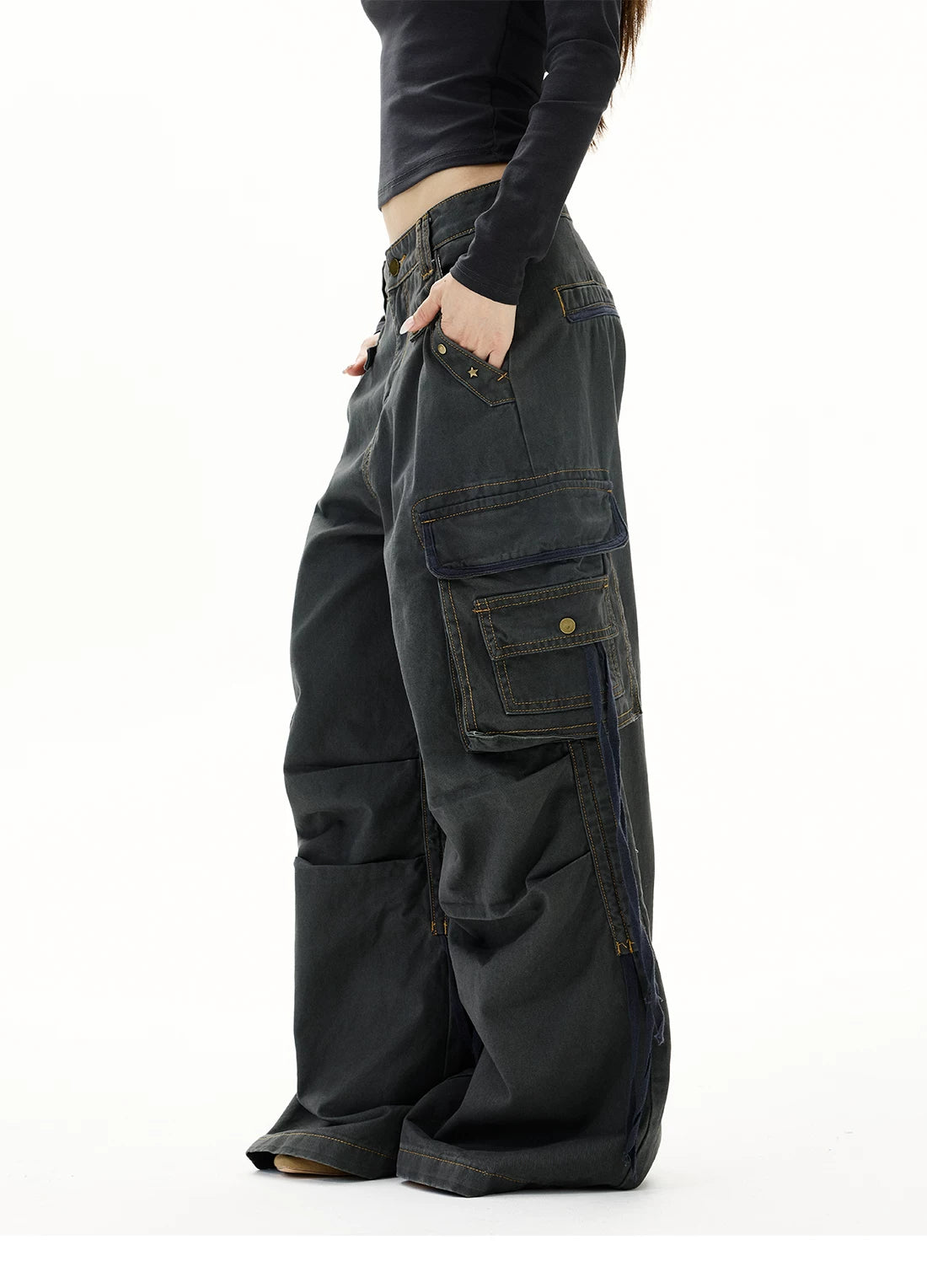 Astro Deck Wide‑Leg Strap Cargo Jeans