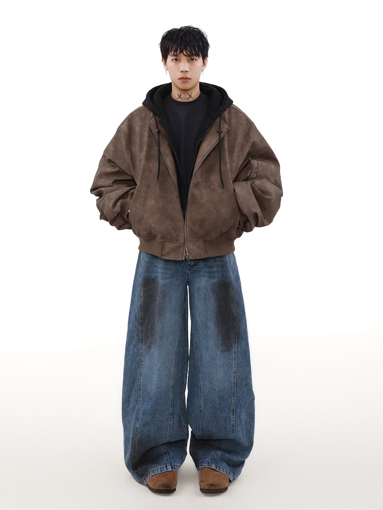 Umber Drift Oversized Moto Jacket