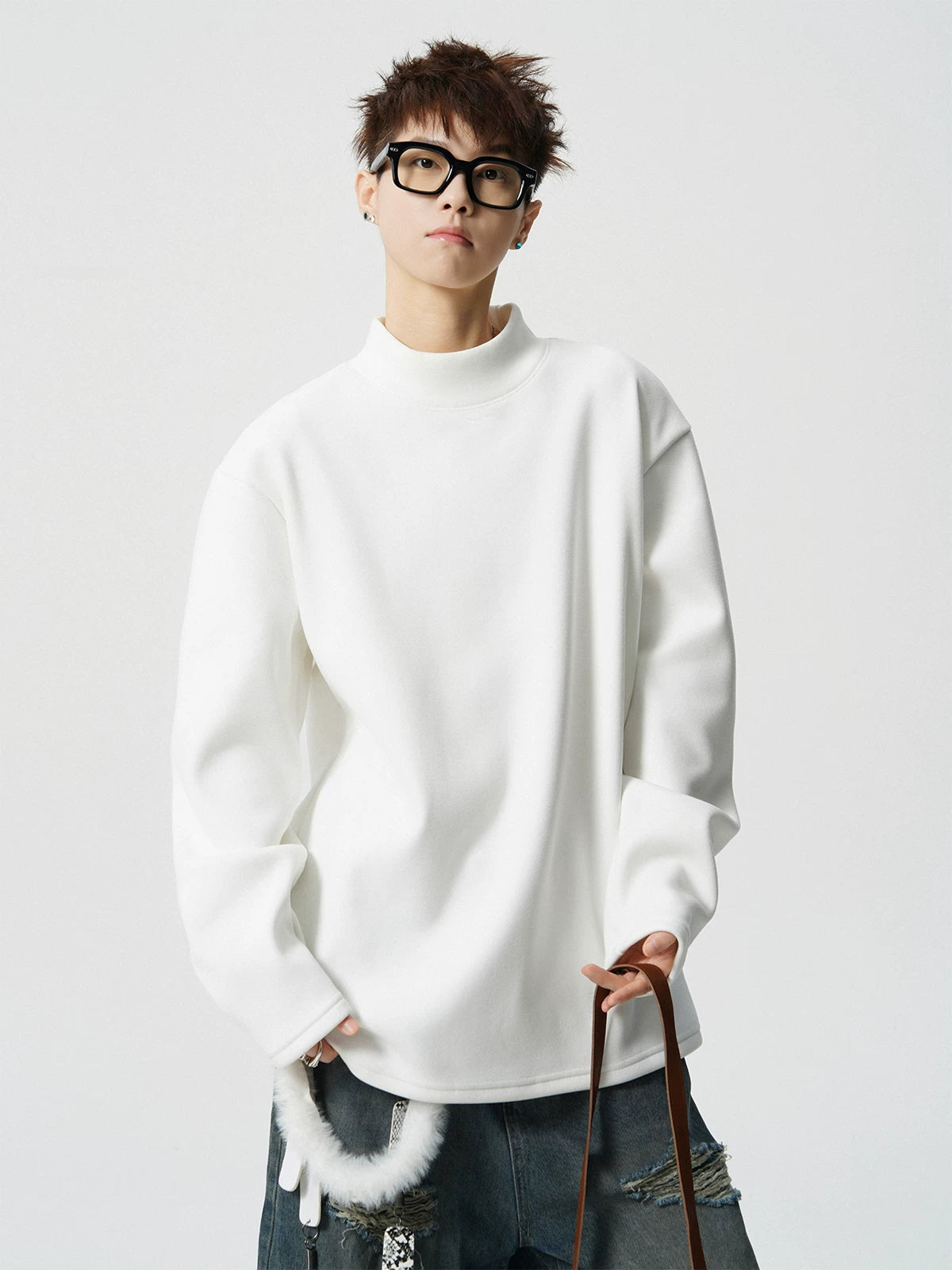 Circuit Fleece Boxy Mockneck Top