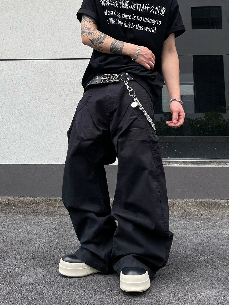 Wrinkle Curved Midnight Black Cargo Pants