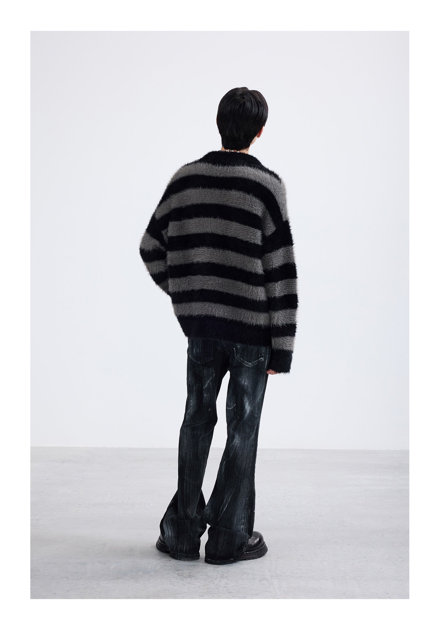 Fuzzy Stripe Pullover Sweater