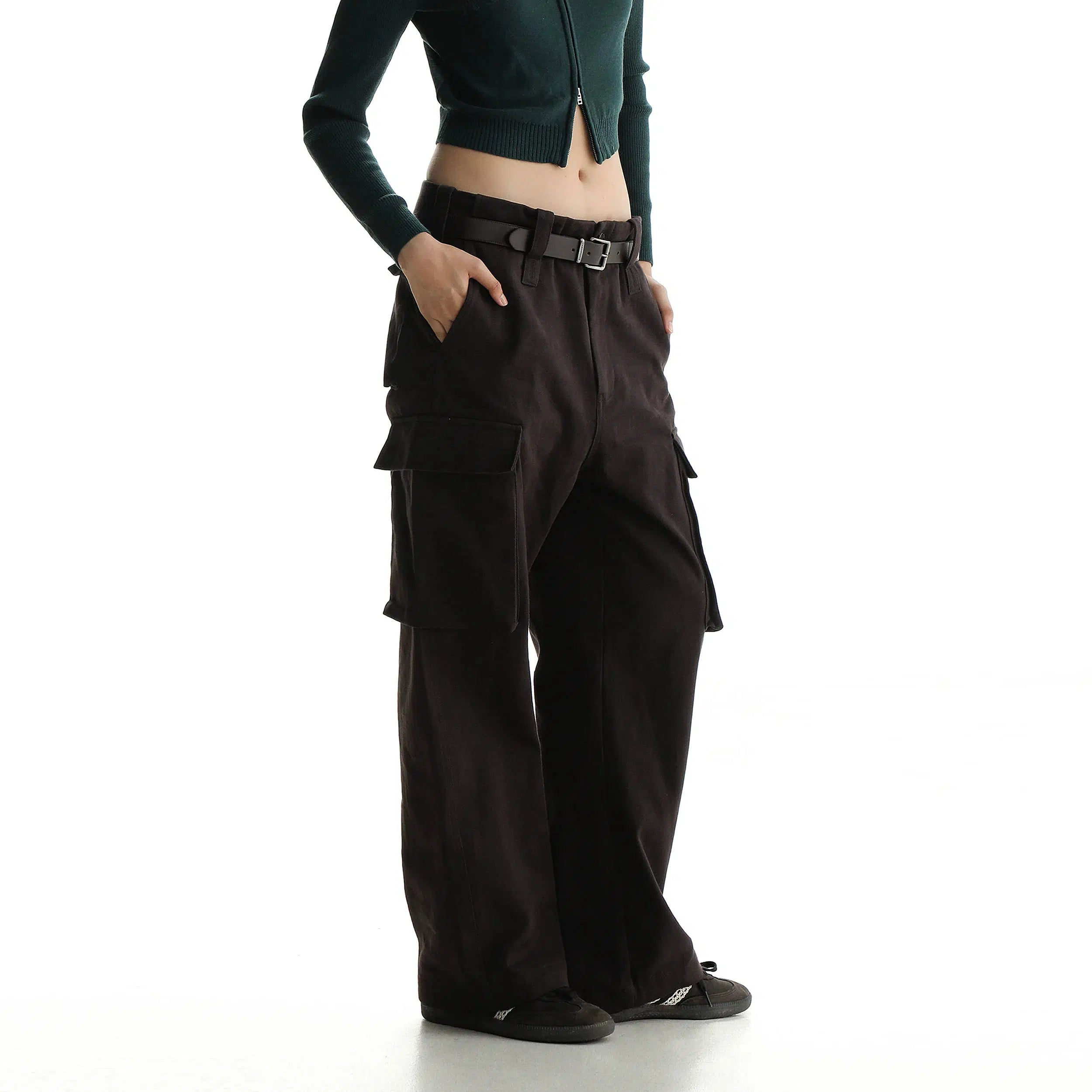 Classic Cargo Pants with Flap Pockets - chiclara