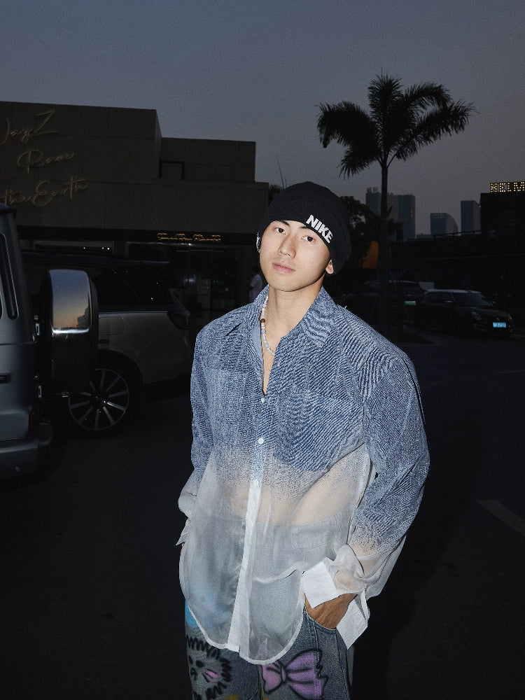 Ombre Denim Fade Button-Up Shirt