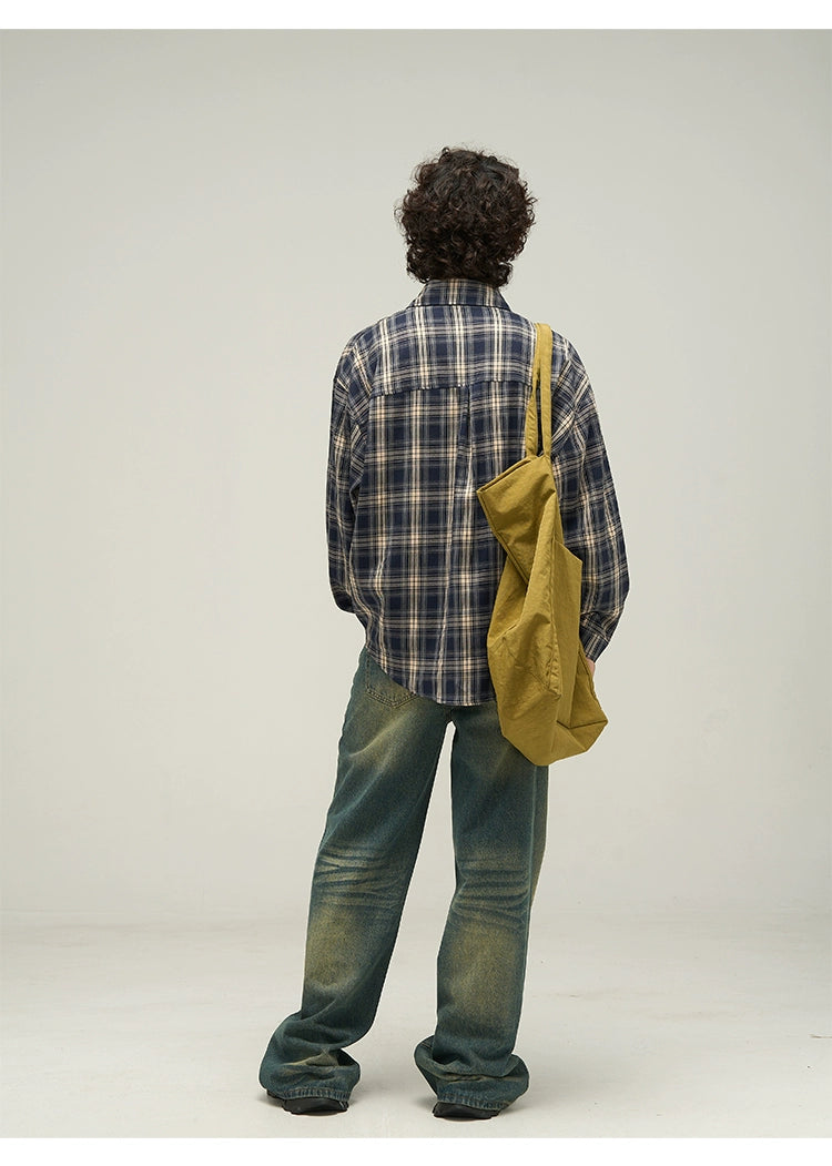 Oversized Plaid Full Button Shirt