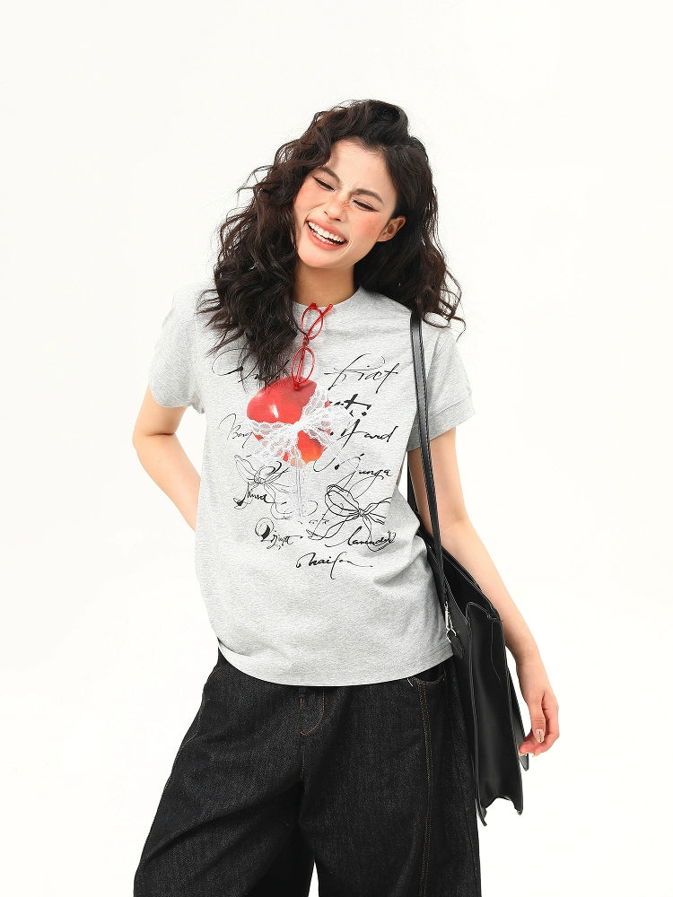 Romantic Script & Bow Graphic Tee