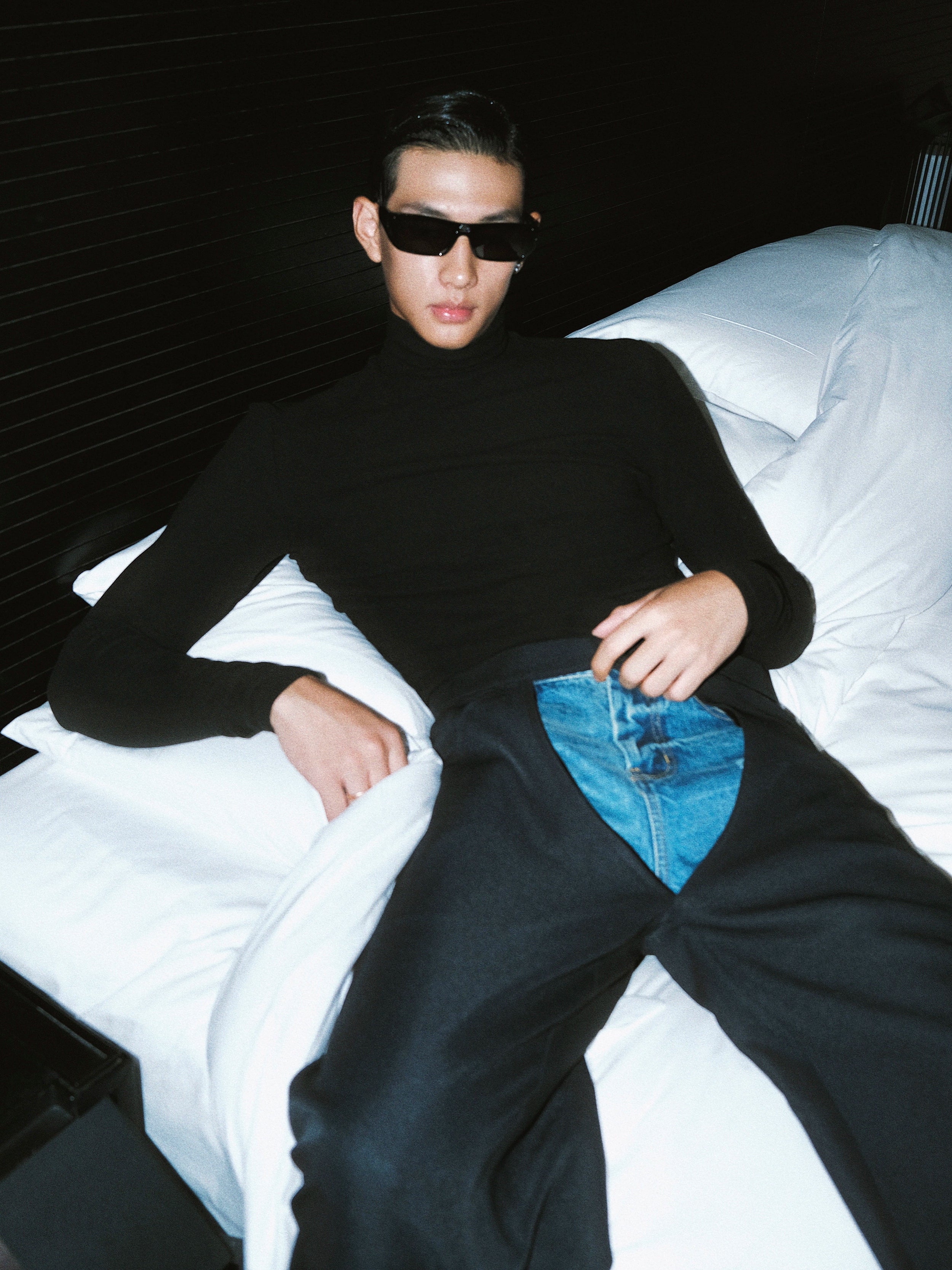 Black Mock Neck Long Sleeve Fitted Top
