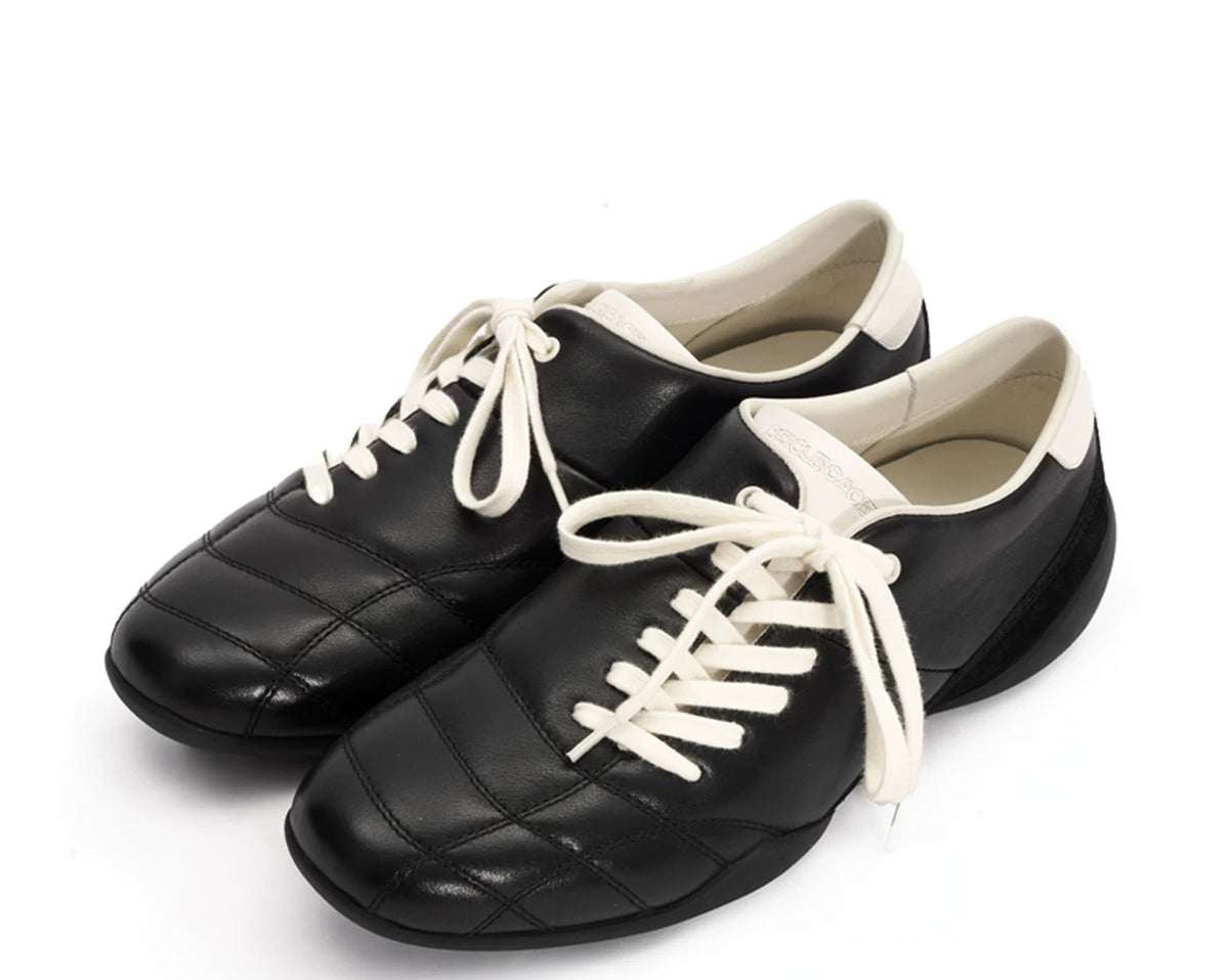 Quilted Leather Retro Lace-Up Sneakers