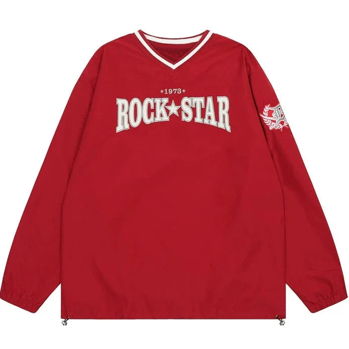 Rock Star Varsity Anorak Pullover