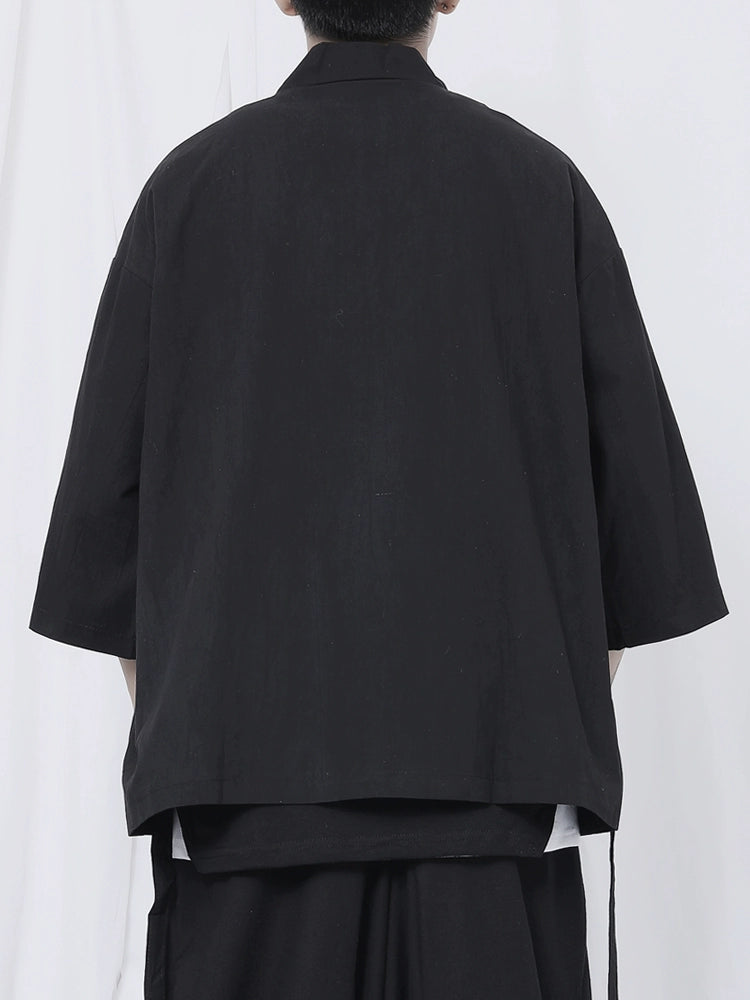 Black Wrap Kimono Shirt