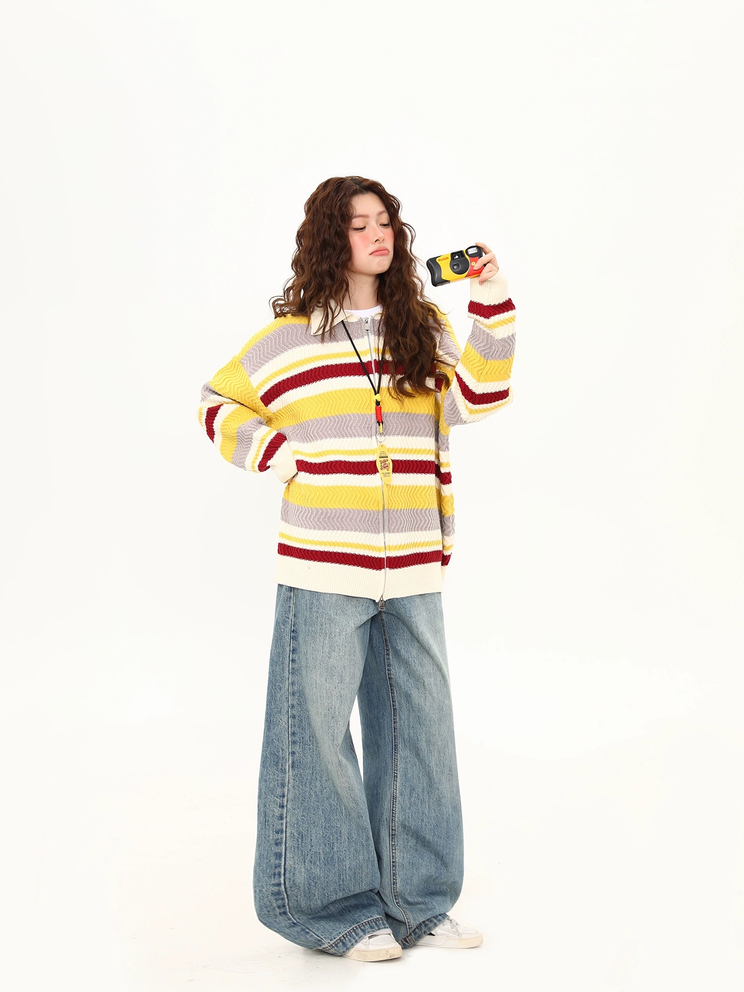 Lemon Berry Stripe Zip Cardigan