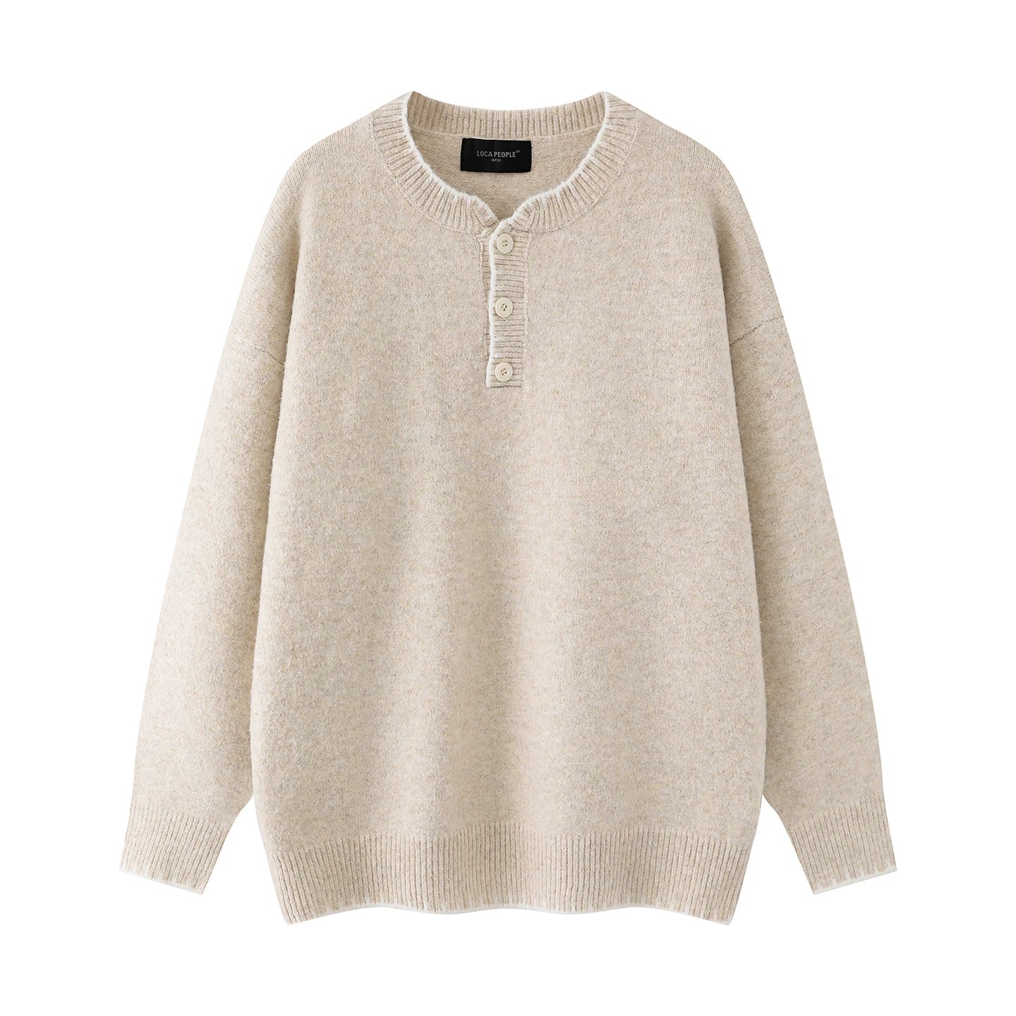 Frayedge Cozy Henley Knit Sweater