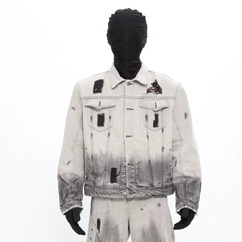 Ashfall Relic Pearl-Distressed Denim Jacket