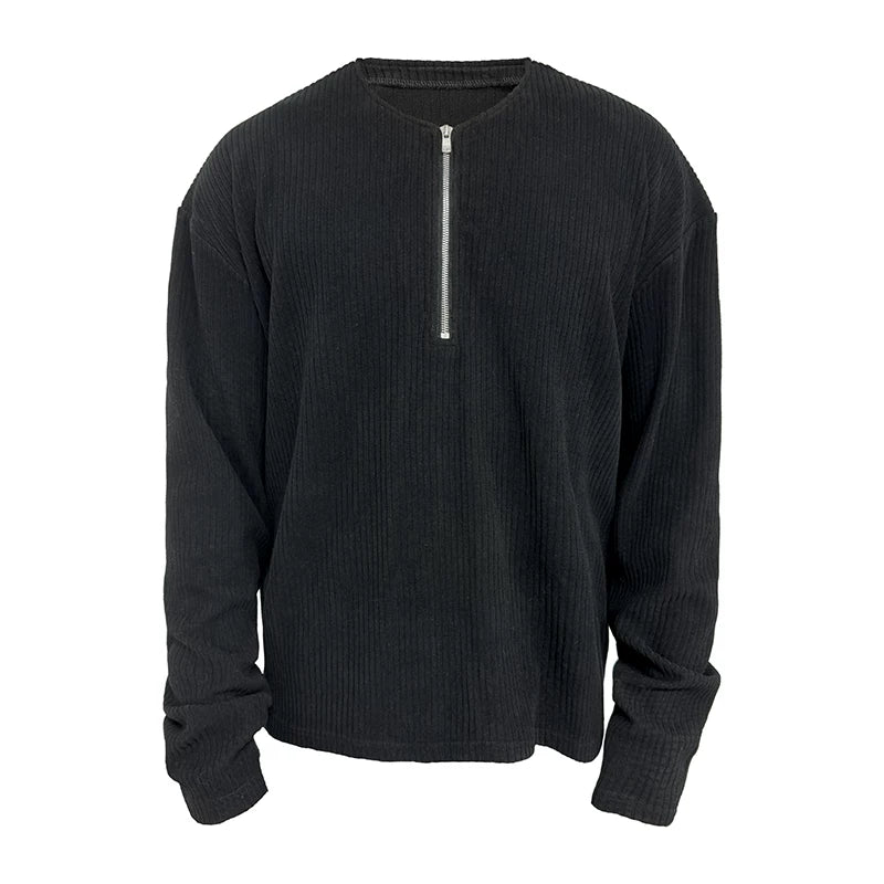 Ribbed Knit Half-Zip Pullover
