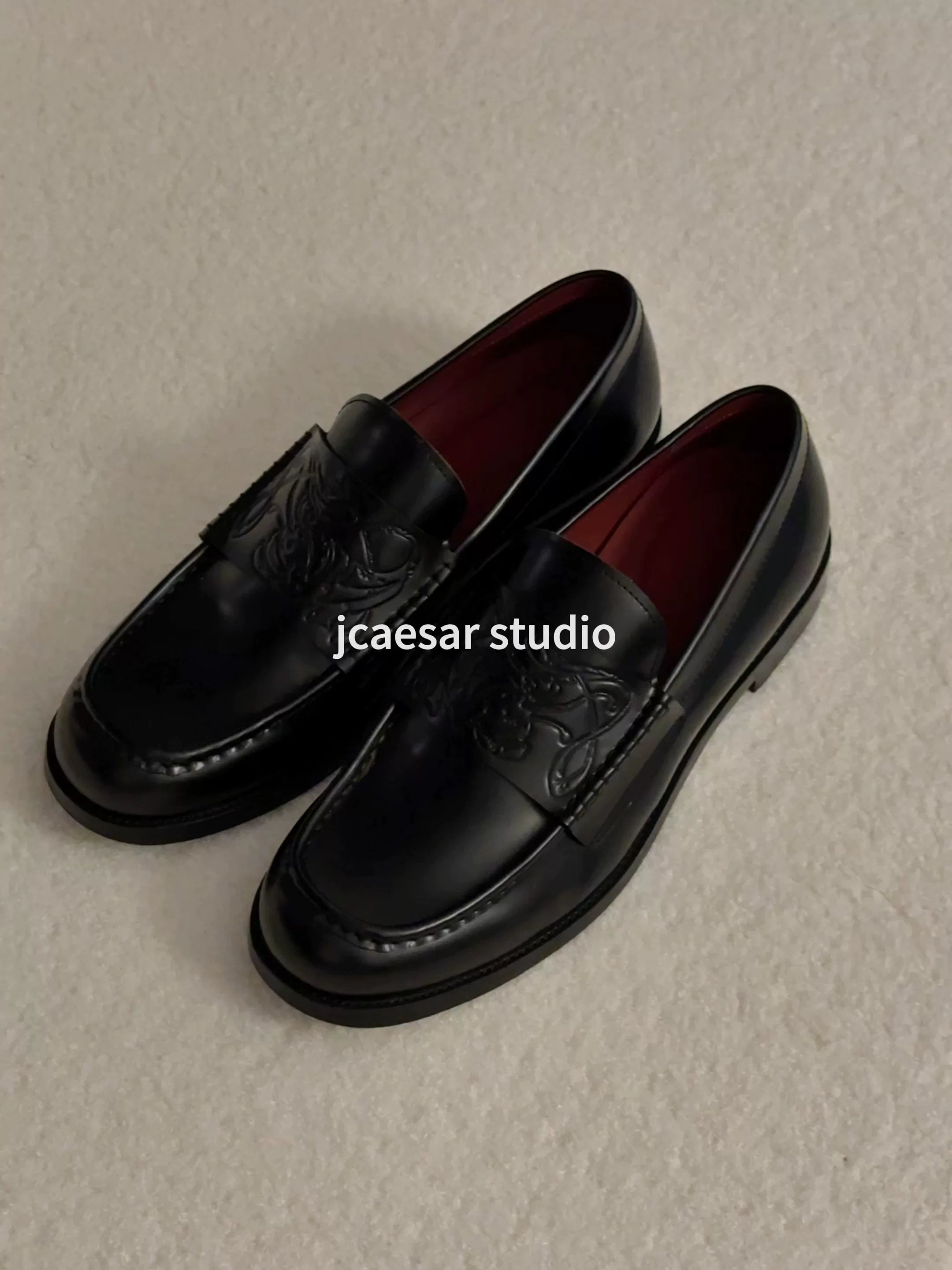 Vampire Leather Loafers - black pair detail