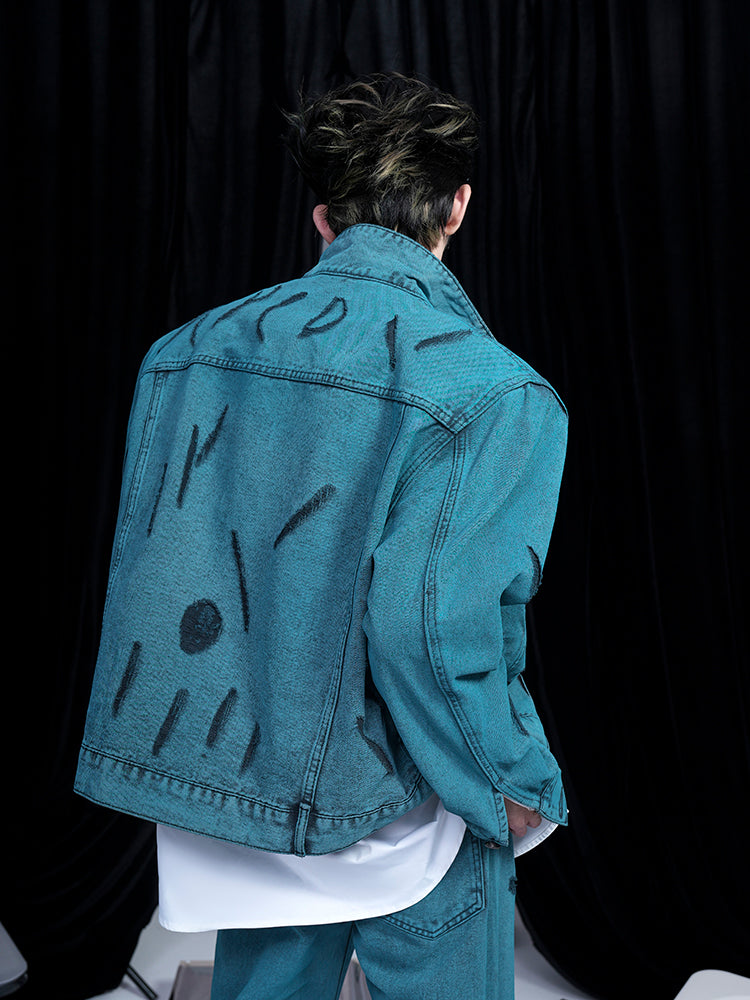 Teal Denim Jacket and Flare Jeans Setup