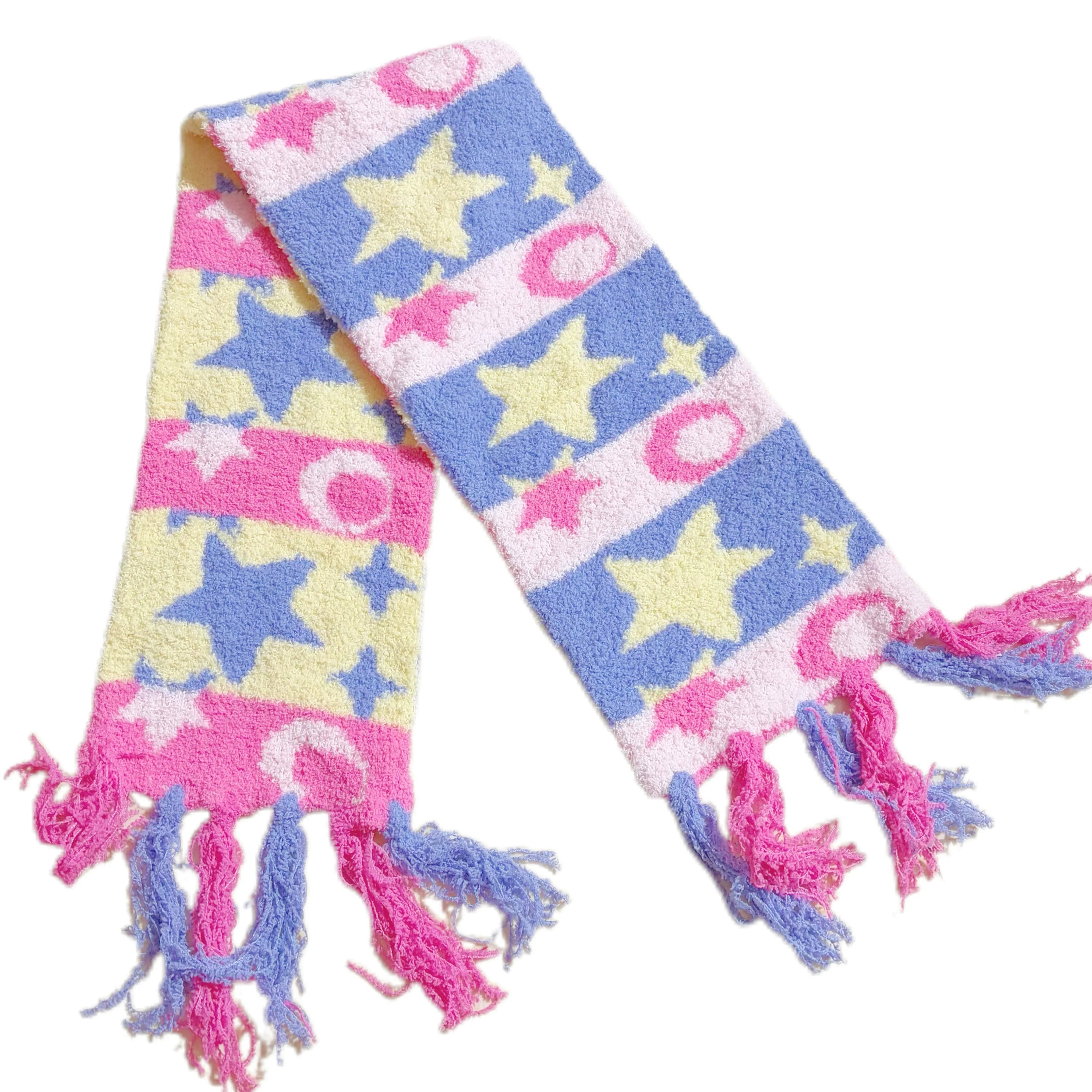 Pastel Star Pattern Knit Scarf