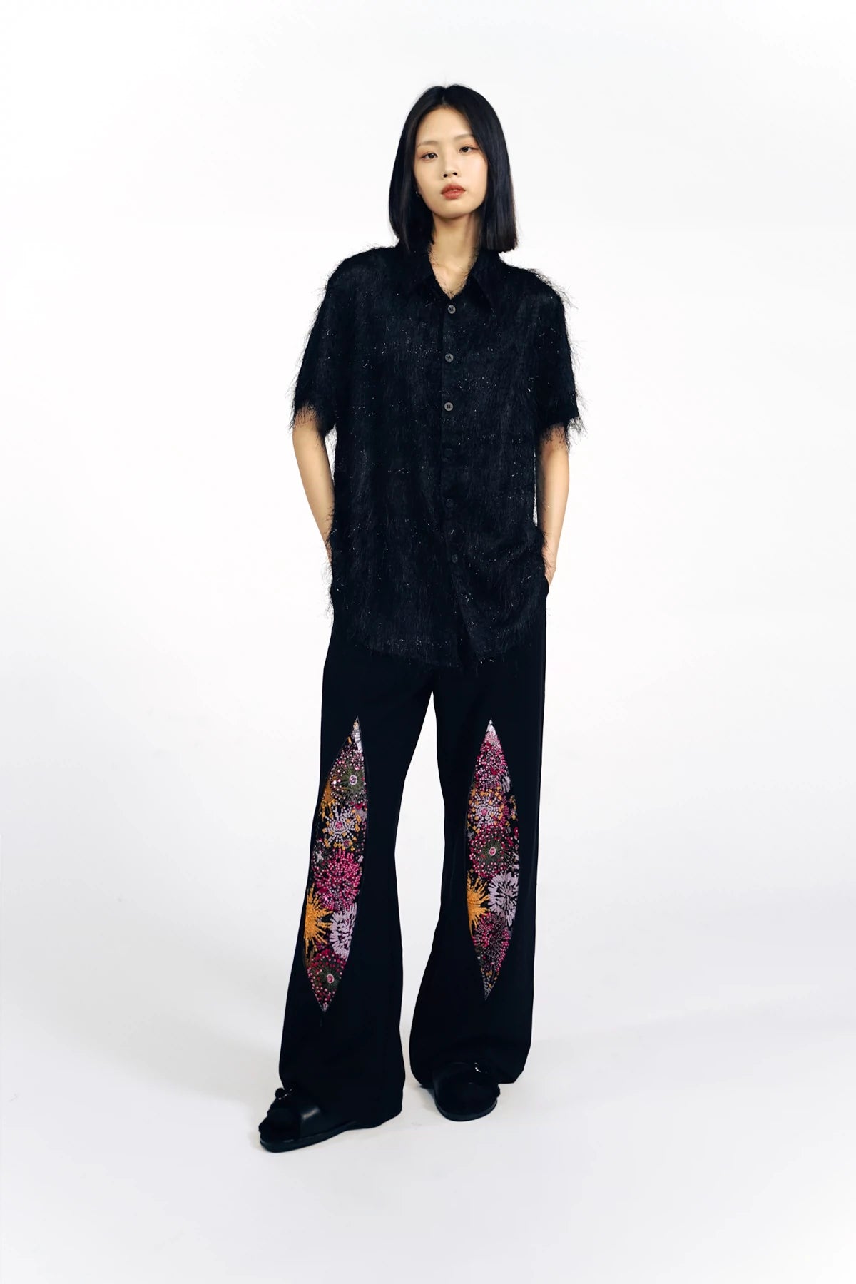 Firework Design Straight-Leg Pants - chiclara