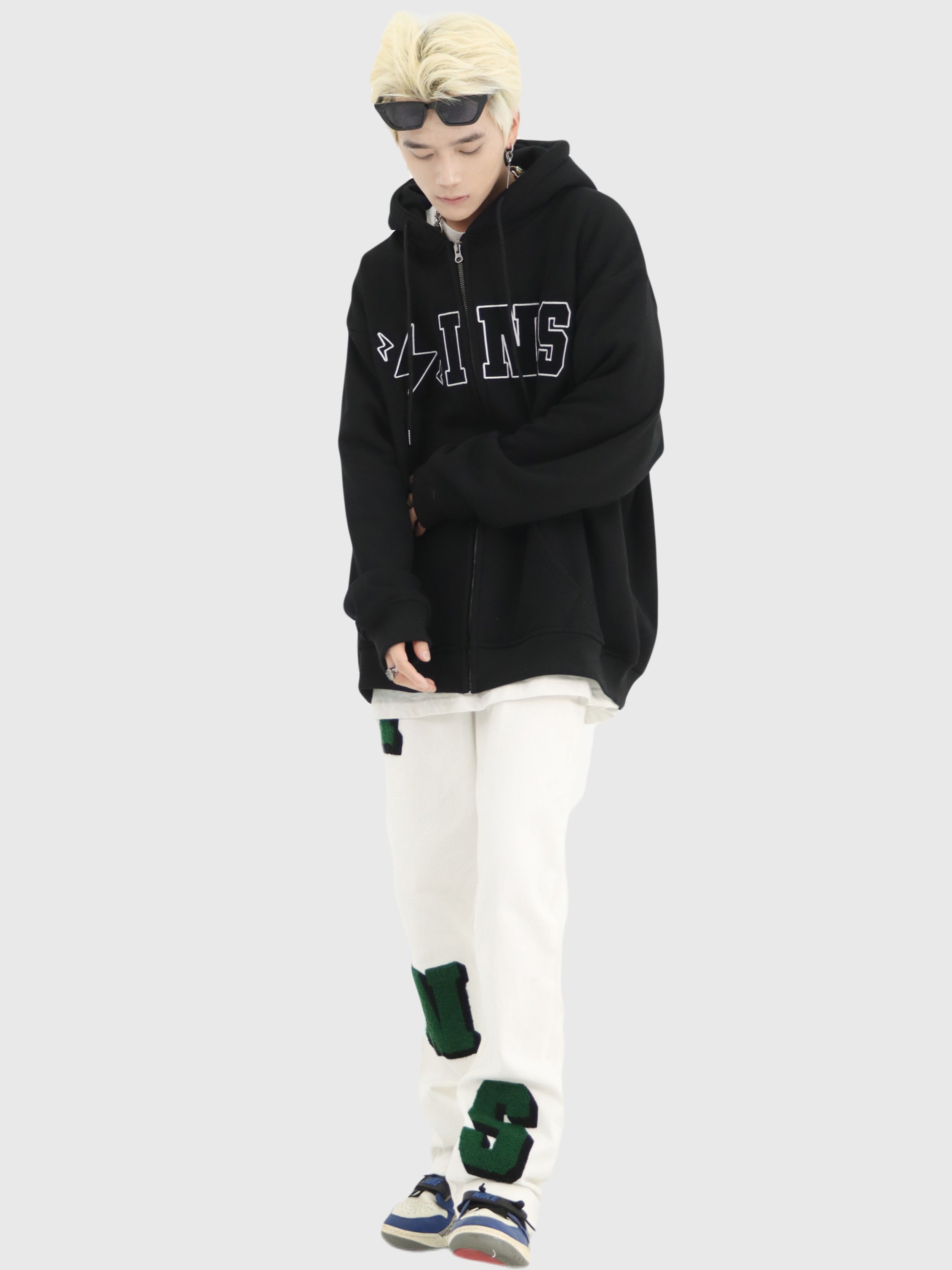 Oversized Logo Zip-Up Jacket - chiclara