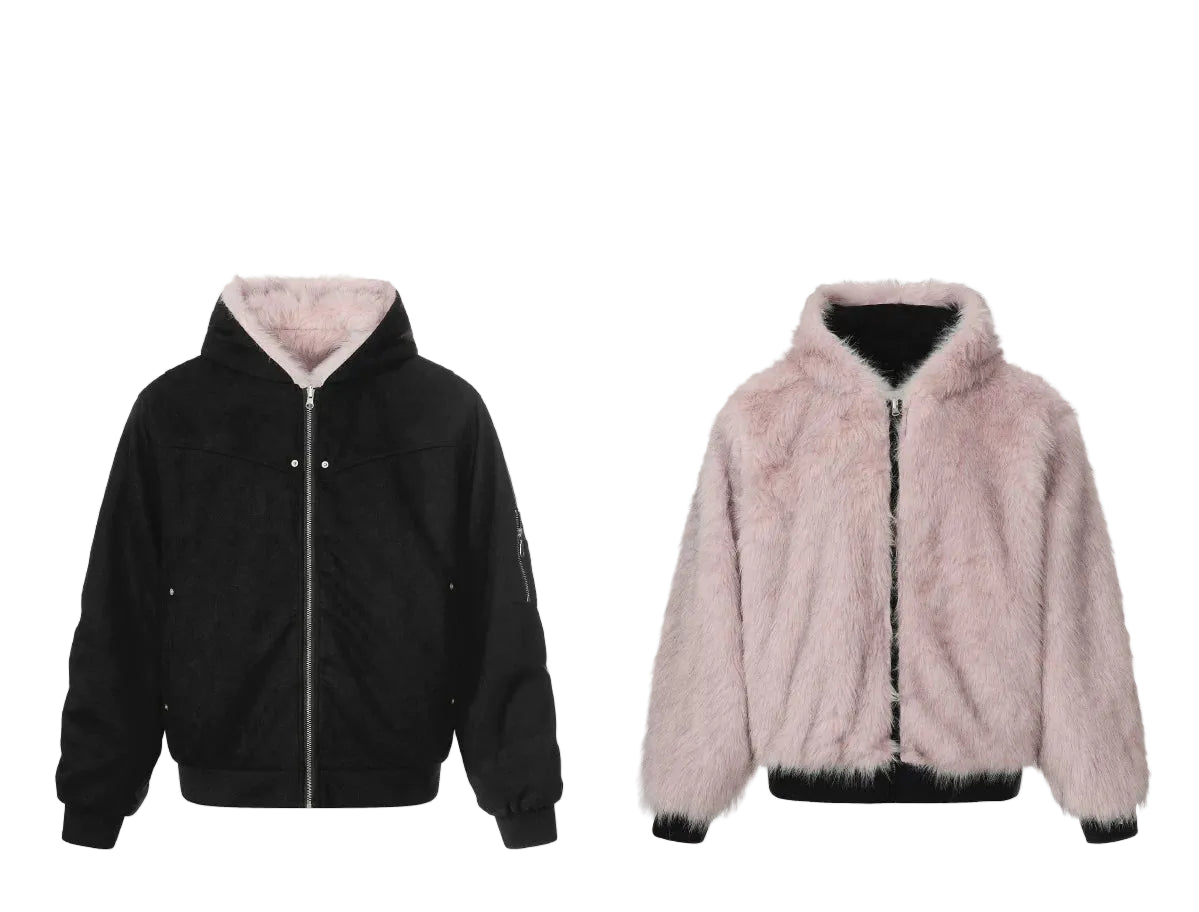Reverb Reversible Faux‑Fur Hoodie Bomber