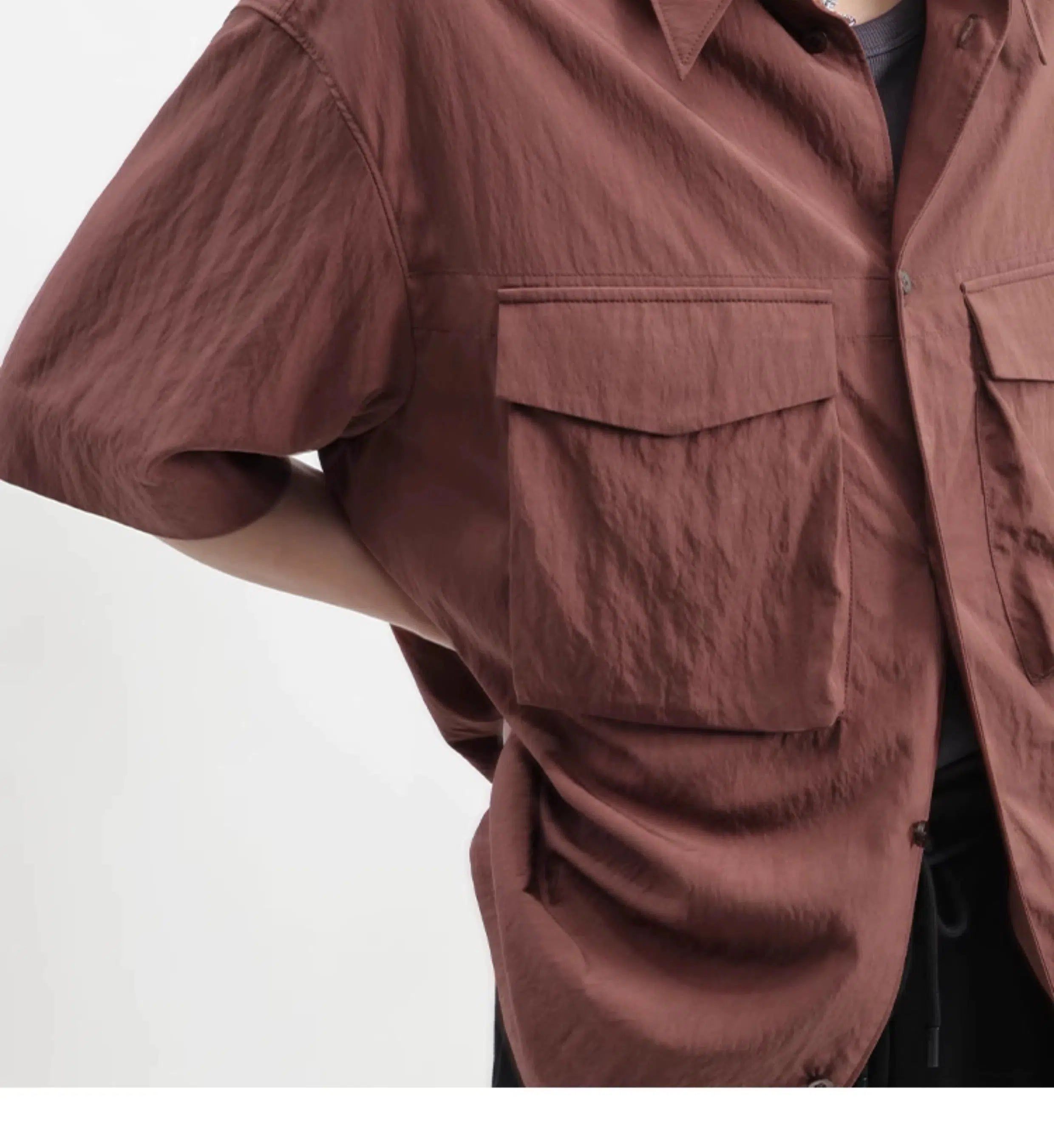 3D Pocket Pointed Collar Shirt - chiclara
