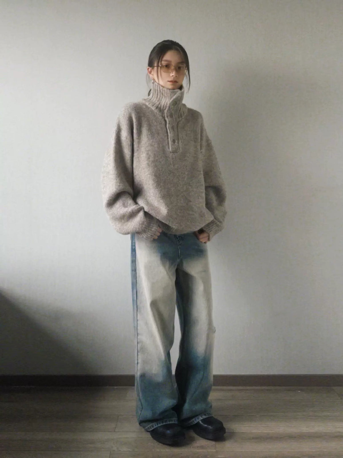Alden Button-Neck Mock Sweater