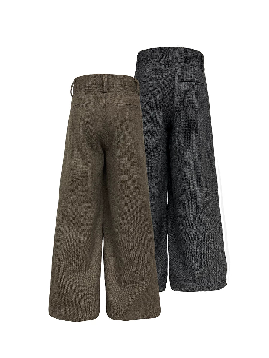 Wool Tweed High-Waist Wide-Leg Trousers