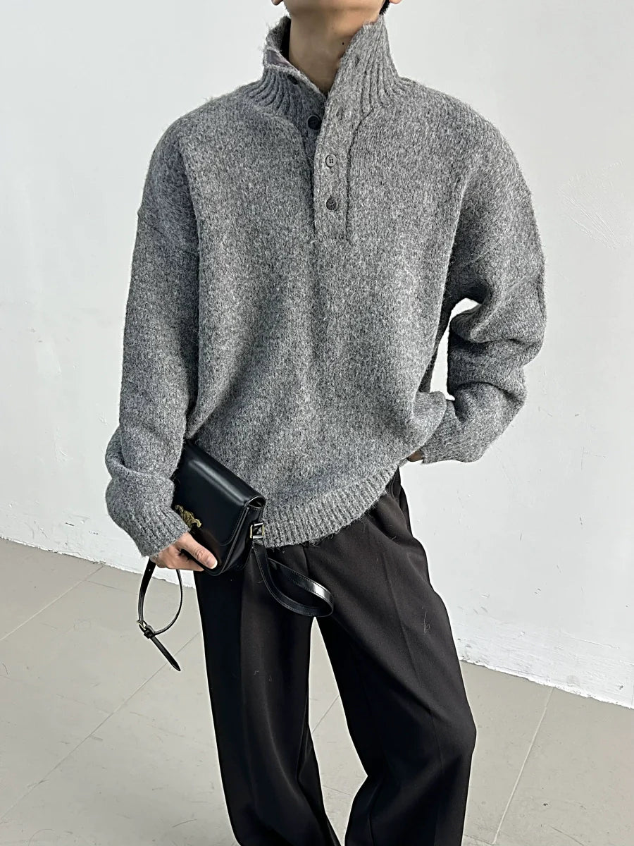 Shadowknit Button Highneck Sweater