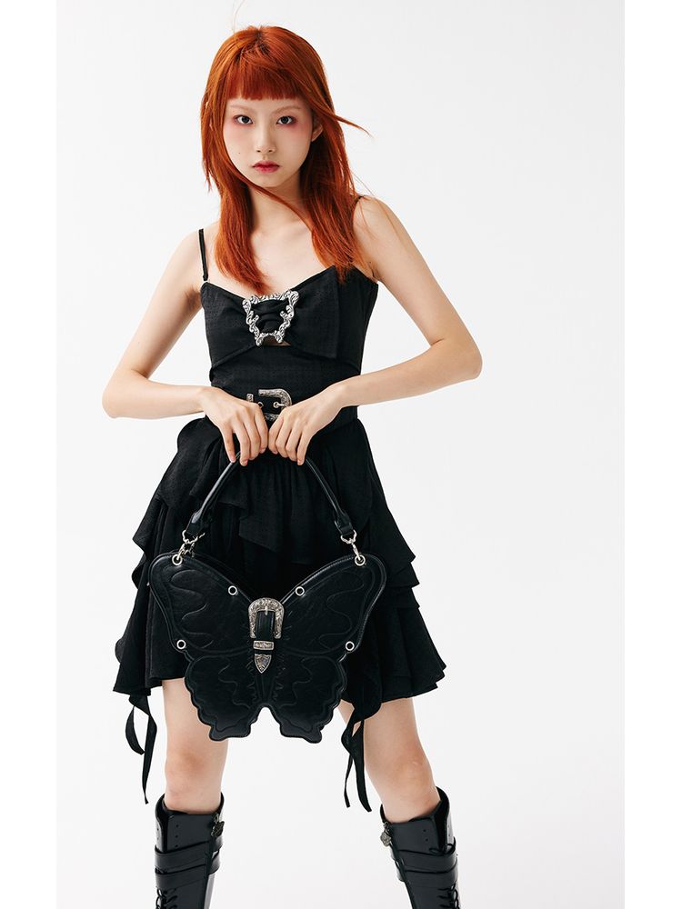 Ruffled Lace-up Corset Dress