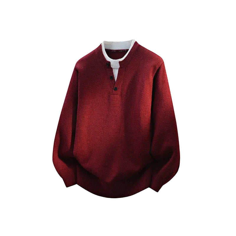 Frost Collar Layered Henley Sweater