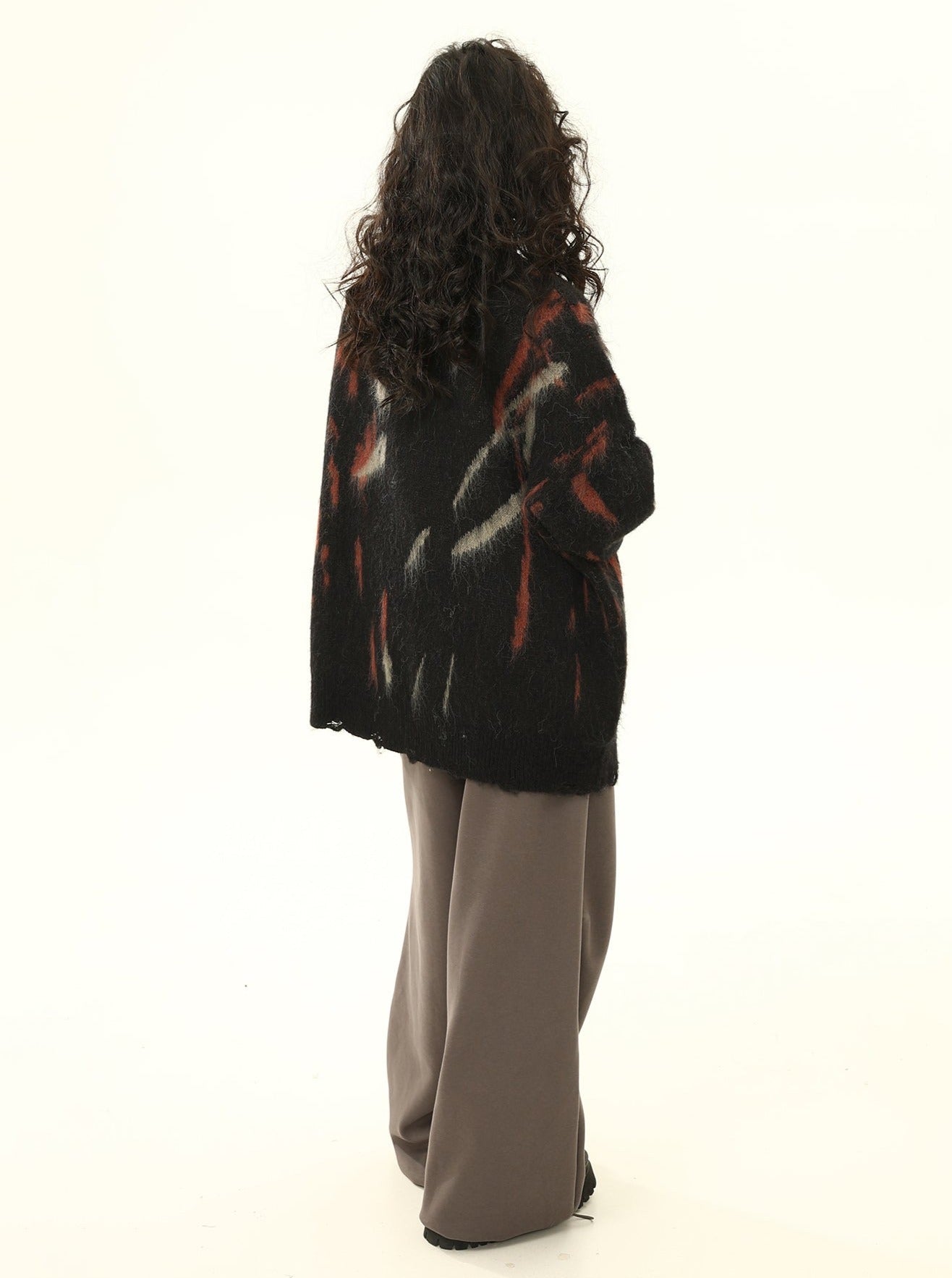 Distressed Abstract Pattern Oversized Sweater