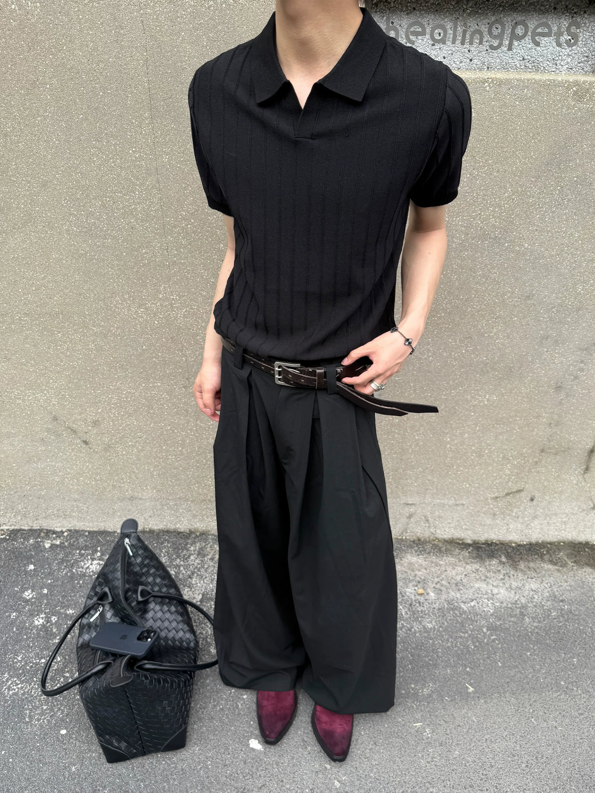 Arden Ribbed Knit Polo Shirt