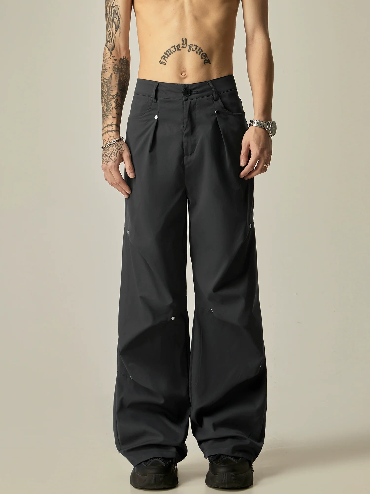 Wide-Leg Utility Cargo Pants