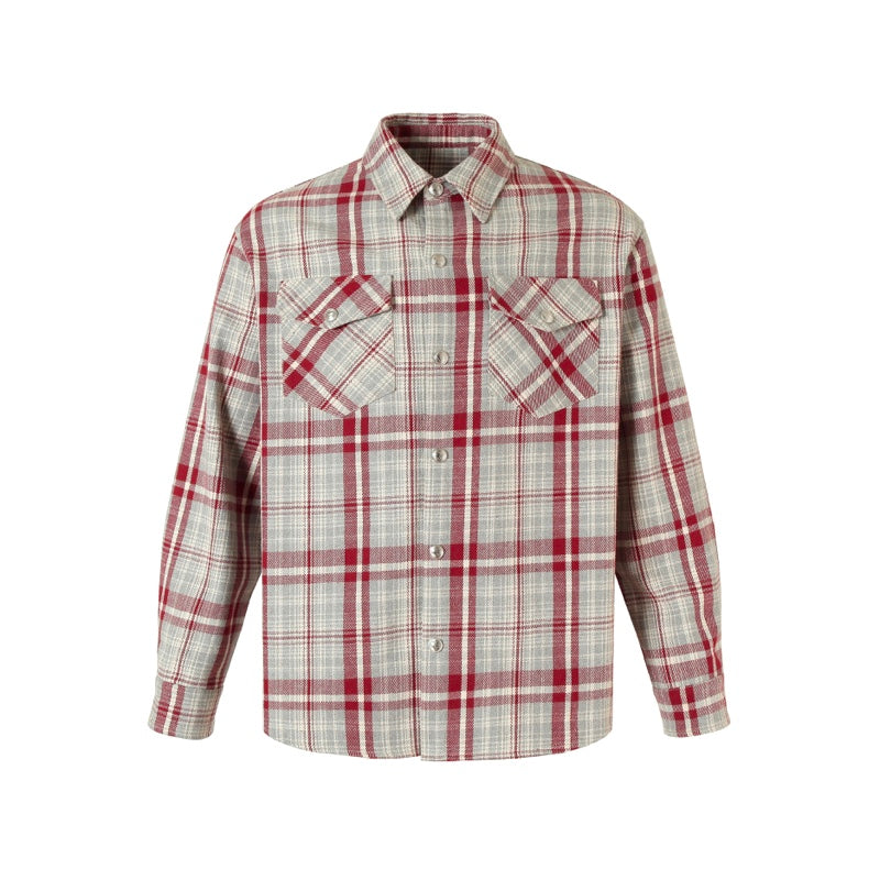 Edgy Dark Plaid Button-Up Shirt - chiclara