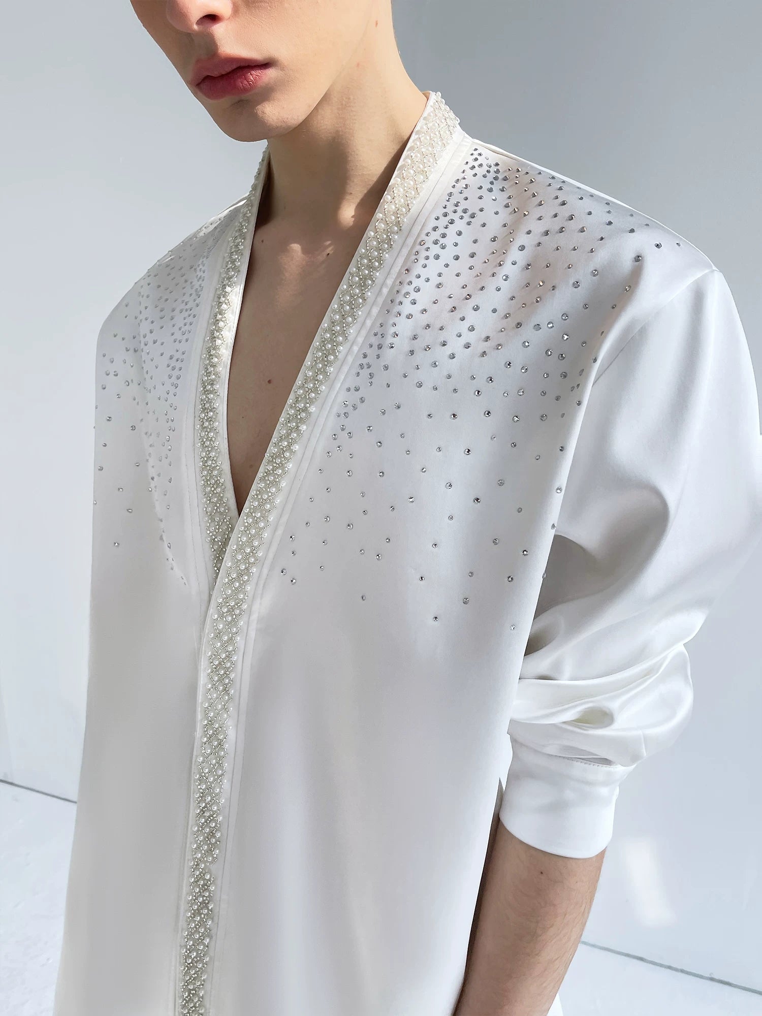 Ivory Constellation Crystal Satin Shirt