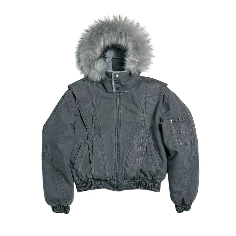 Ashfall Faux Fur Hooded Bomber Jacket