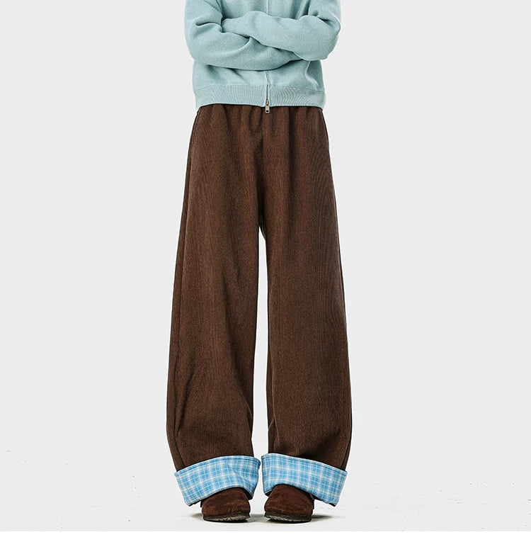 Check Cuff Corduroy Trousers