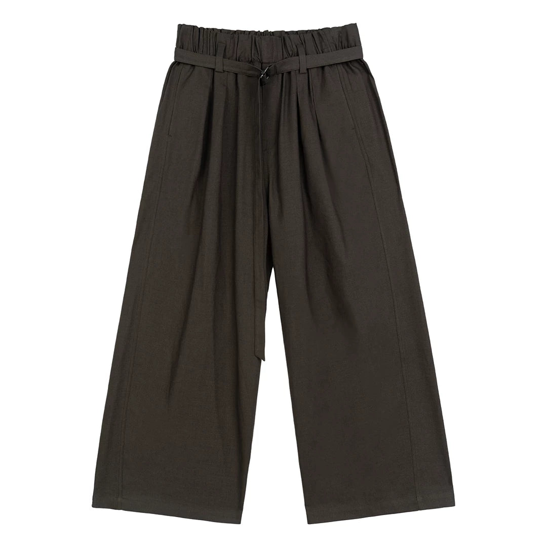 Umber Sash Pleat Wide Trousers