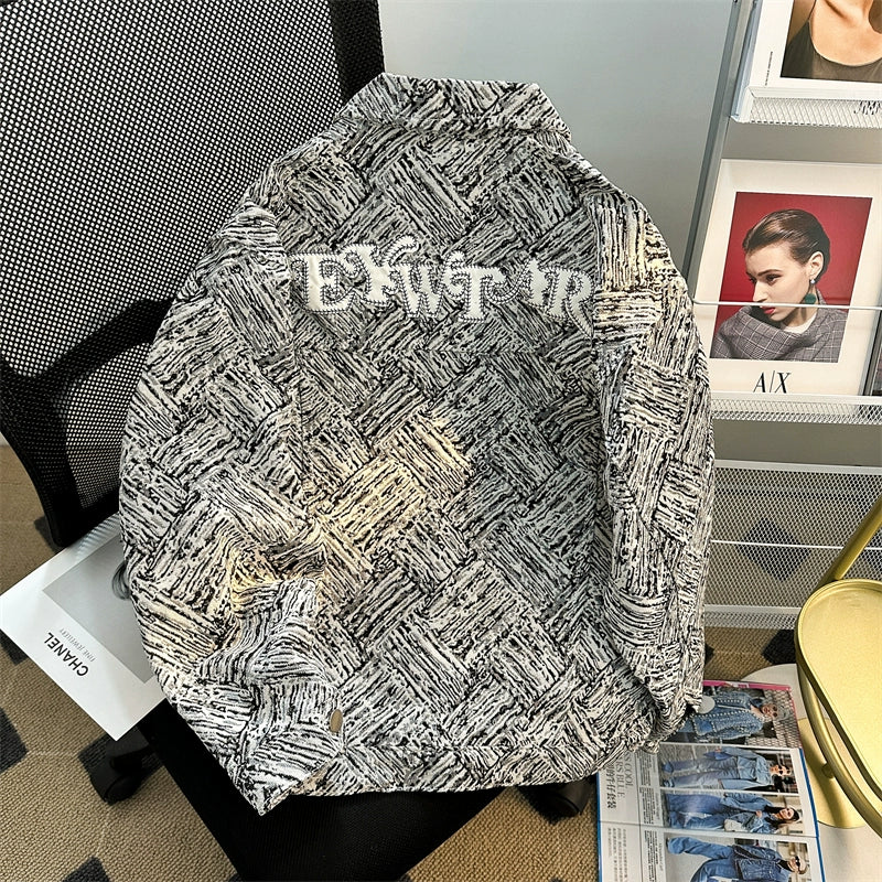 Abstract Pattern Embroidered Bomber Jacket