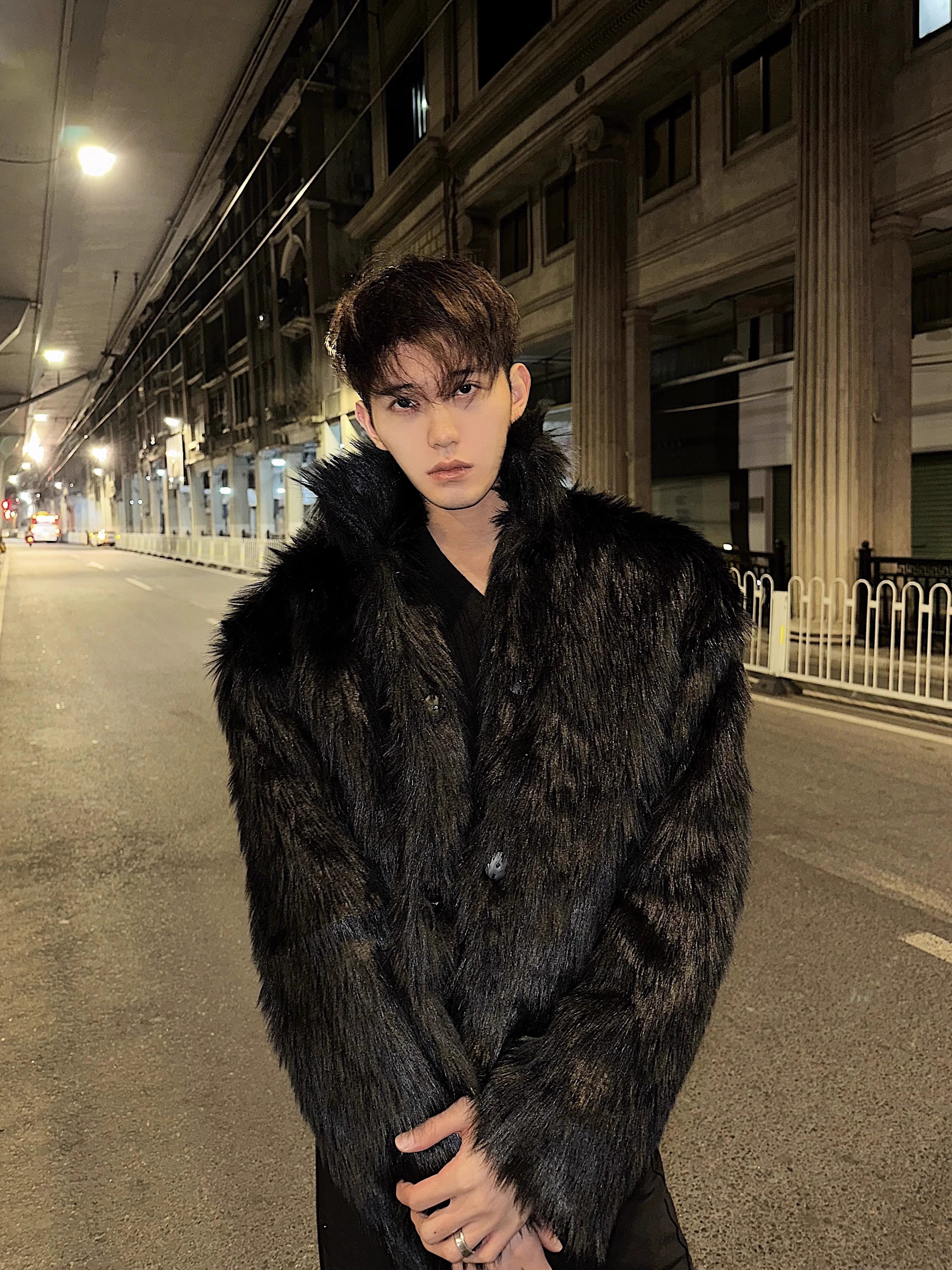 Brown Faux Fur Hooded Coat