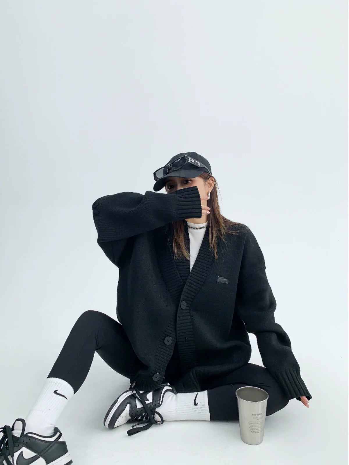 Asymmetrical Ink Studio Oversized Knit Cardigan