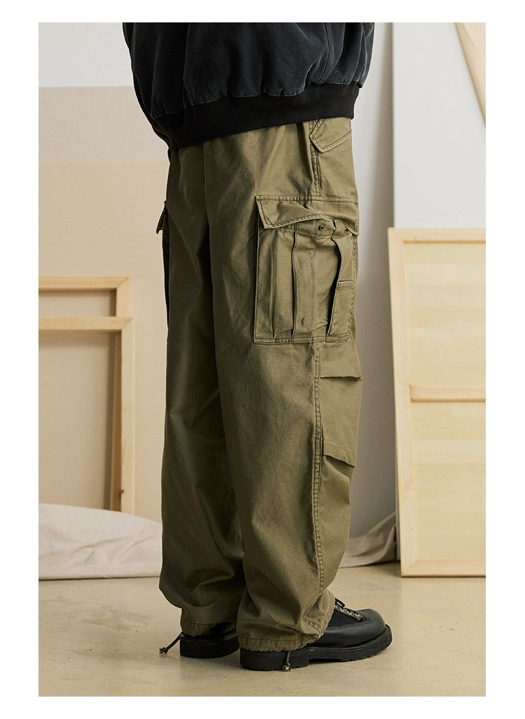 Straight-Leg Multi-Pocket Loose Casual Pants