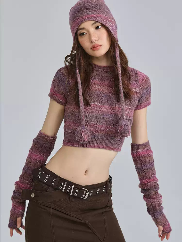 Winter Knit Crop with Arm Warmer Sleeves