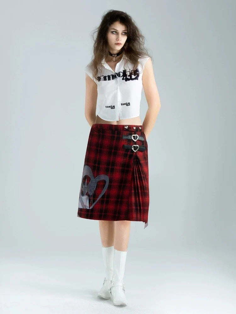 Punk-Inspired Cropped Button-Up Sleeveless Shirt