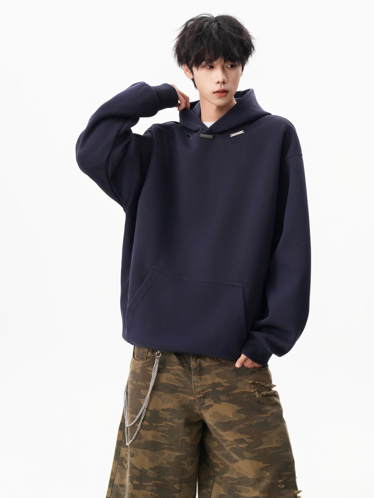 Noir Minimal Drop‑Shoulder Hoodie