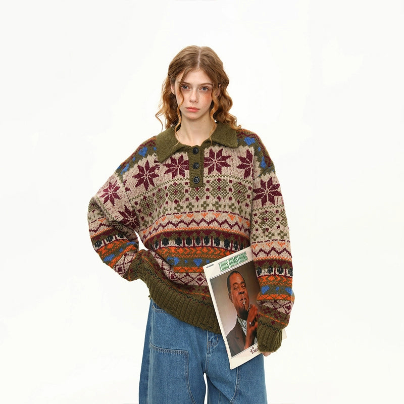 Forest Carol Henley Fair Isle Sweater