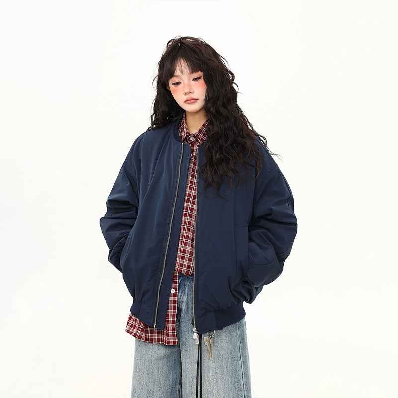 Midnight Campus Oversized Bomber Jacket